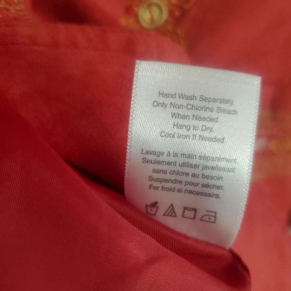 ColdWater Creek Red Faux Suede Embroidered Embellished Blazer Sz14 Chic Grandma - Picture 15 of 16